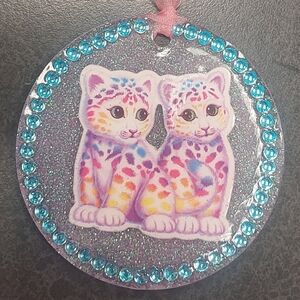 HANDMADE Lisa Frank Rainbow Leopard Rear View Mirror Charm/ornament